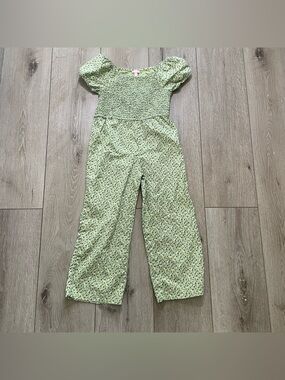 Lucky Penny Girl's Floral Jumpsuit - Size 5 Boho Smocked Puff Sleeve